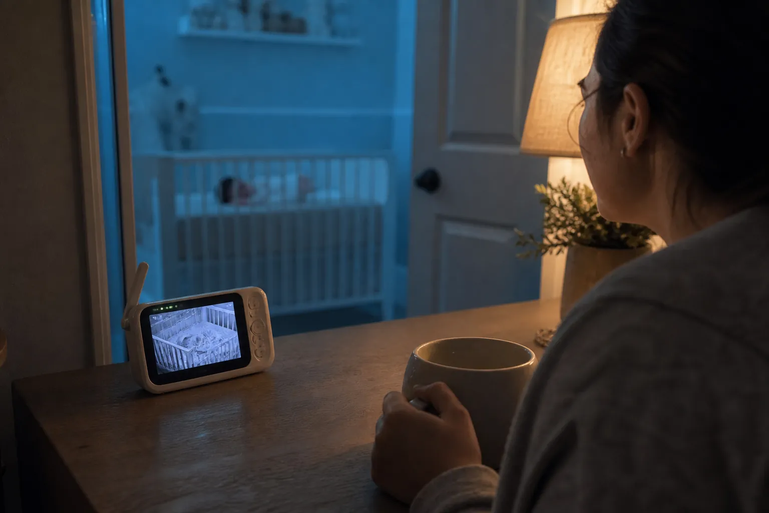 Real-life scene illustrating best baby monitors for clear nighttime reassurance.