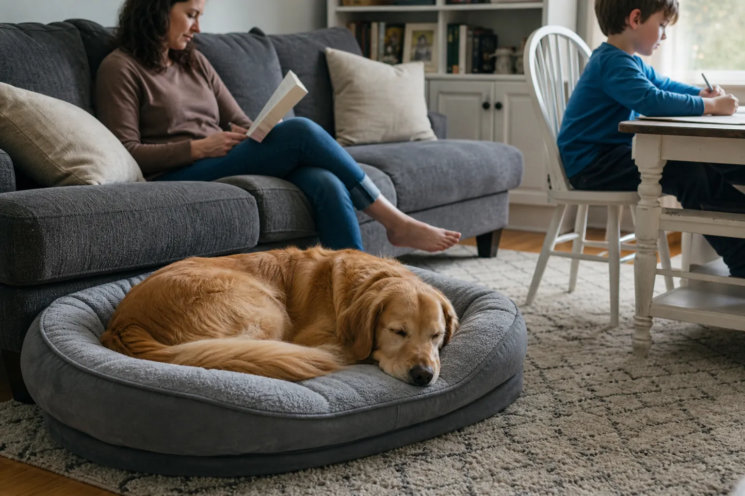 Real-life scene illustrating best dog beds for comfortable rest in shared living spaces.