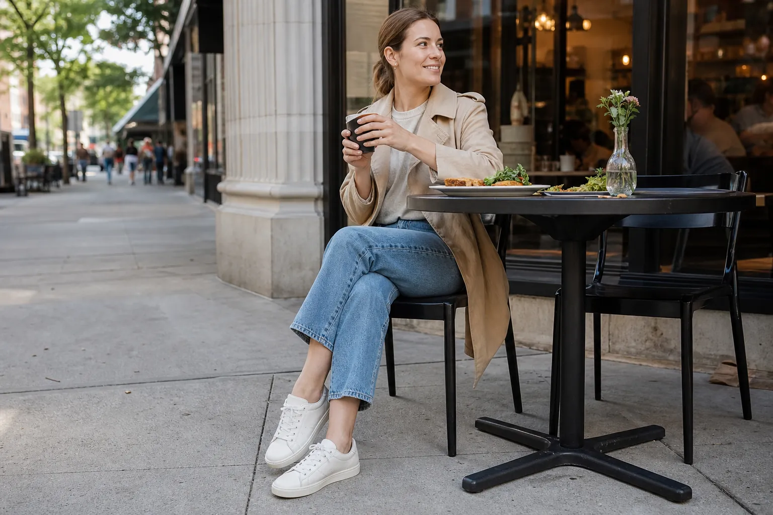 Real-life scene illustrating best everyday white sneakers that balance comfort and easy care.
