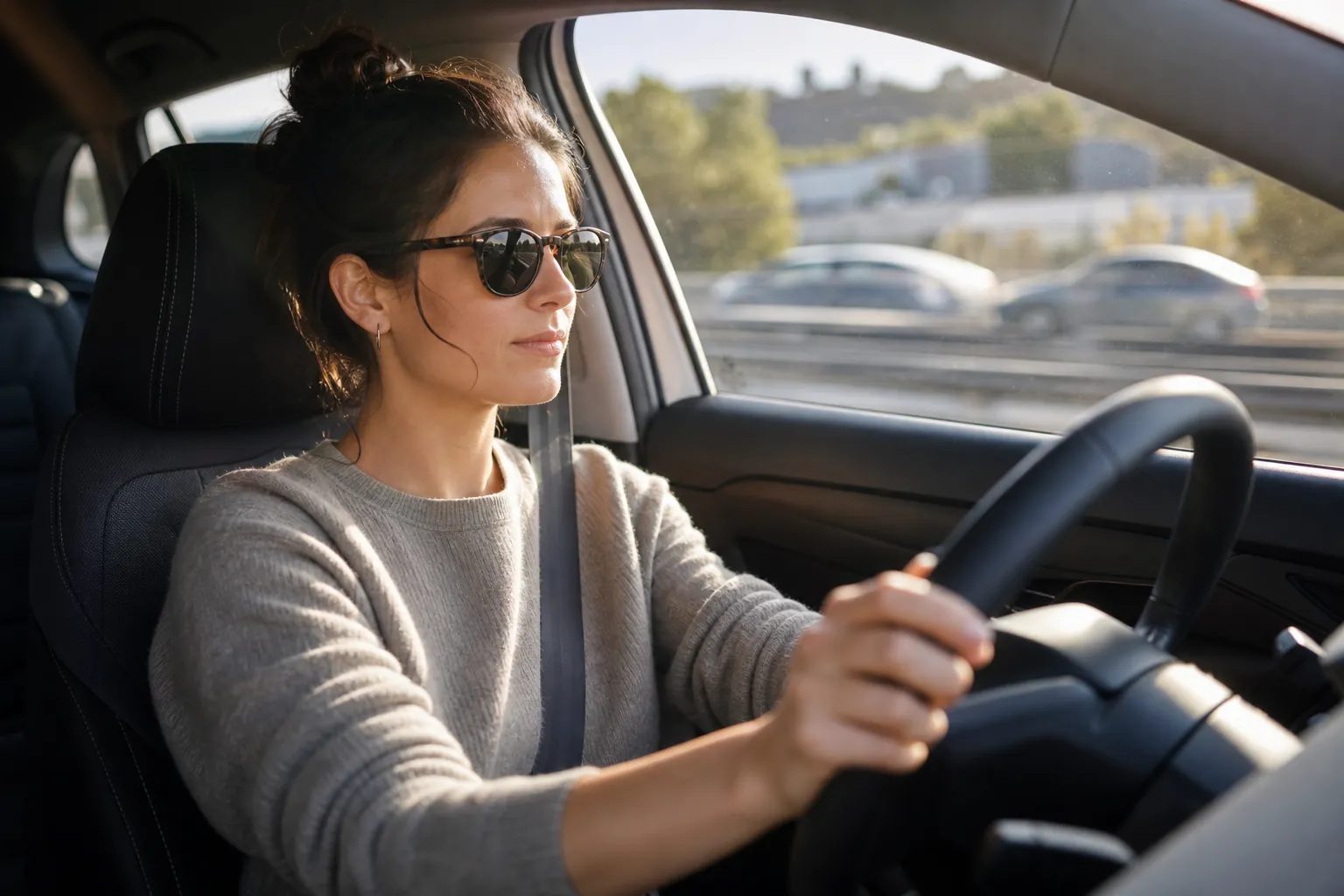 Real-life scene illustrating best sunglasses for everyday driving and weekend wear.