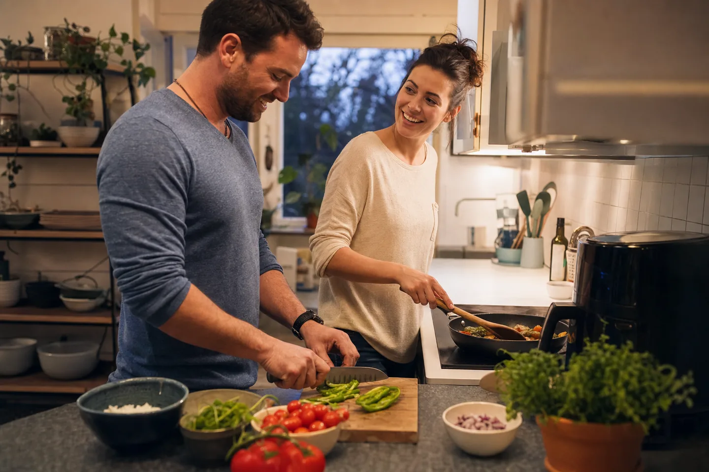 A realistic everyday kitchen shopping scene for best air fryers for fast weeknight dinners and easy cleanup.